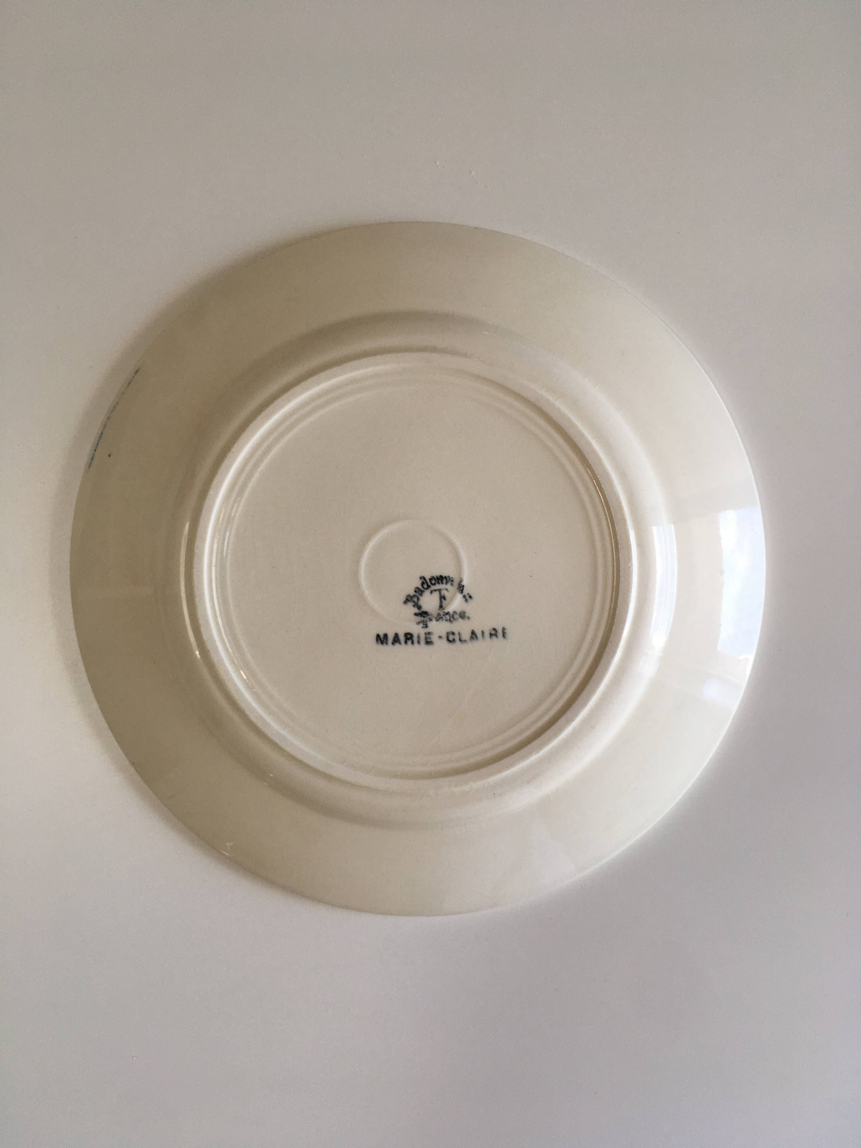 Set of 6 vintage earthenware plates - 1940s-1950s