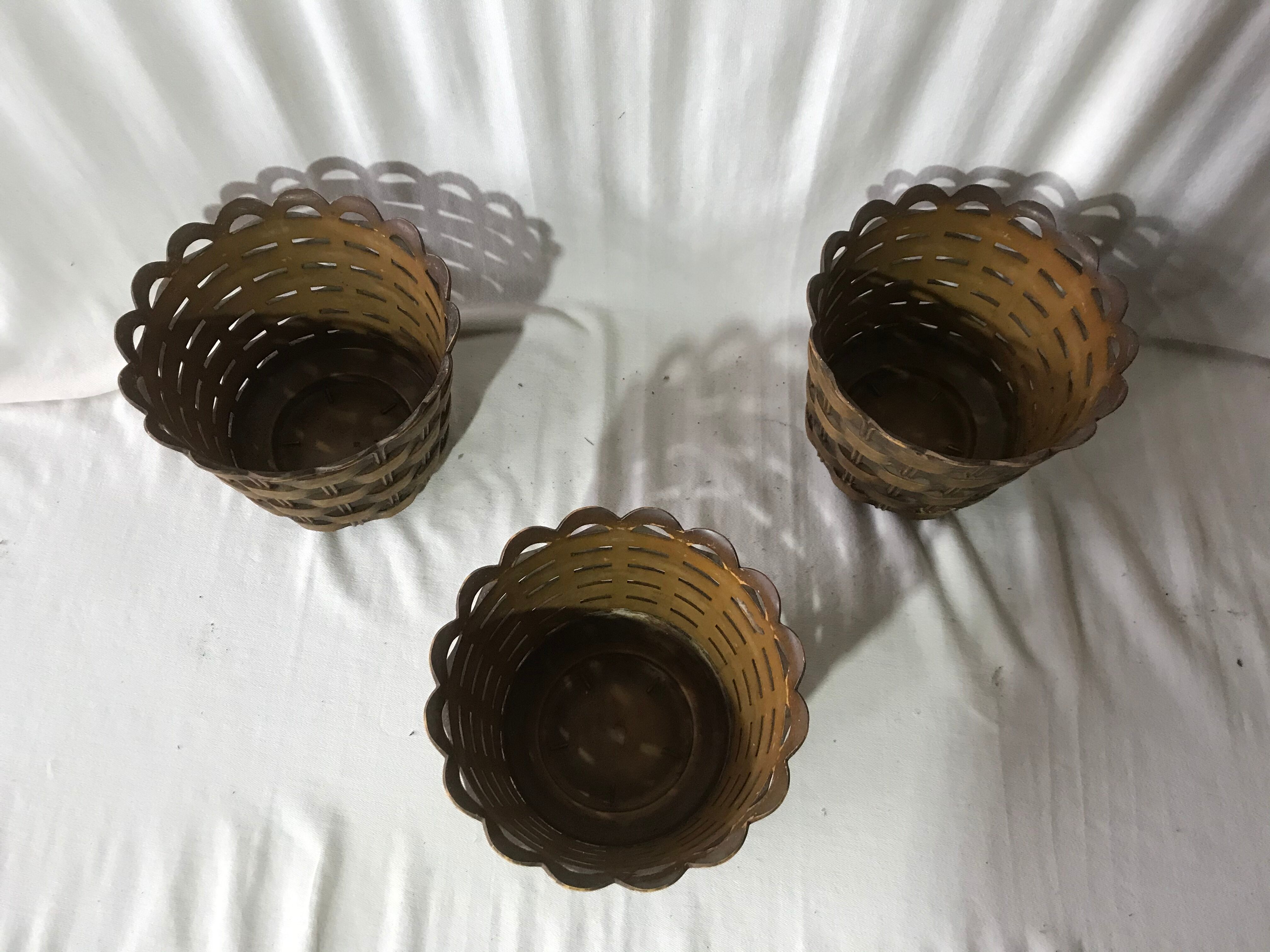 Lot Of 3 Caches Pot Plants EMSA Bakelite Brown W GERMANY Vintage