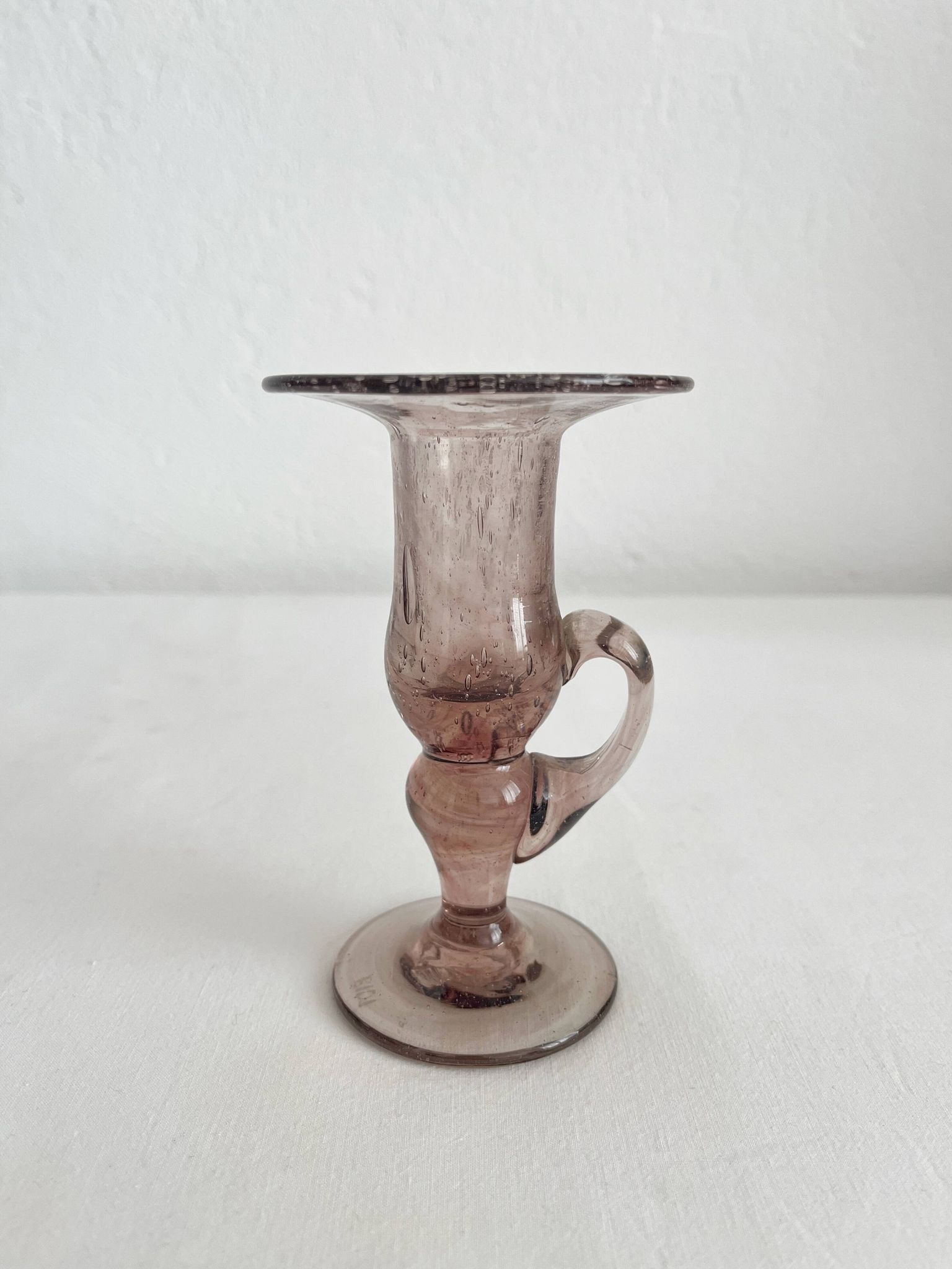 Bougeoir en verre soufflé bullé Biot vintage