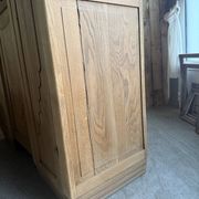Large asymmetrical Art Deco wardrobe with three doors in oak (renovated)
