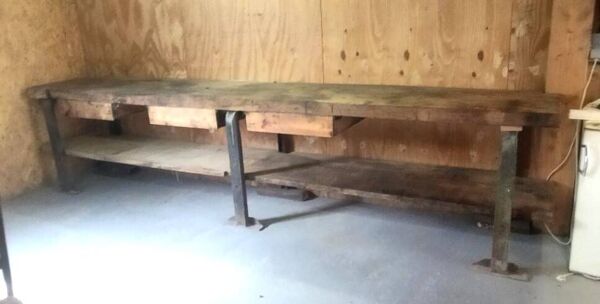 Établi en bois massif garage poids lourds