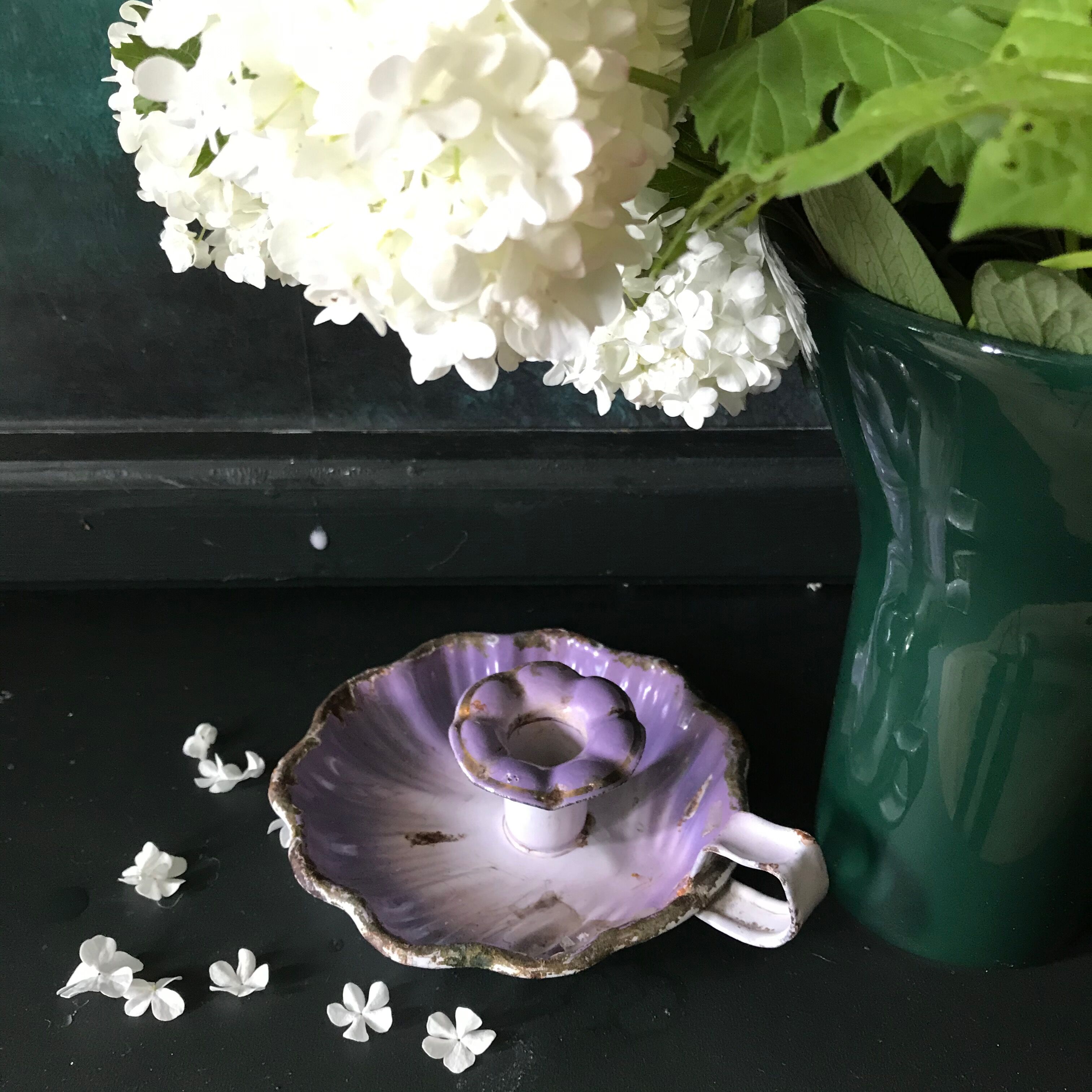 BhV Product Enameled metal candlestick early 20th century.