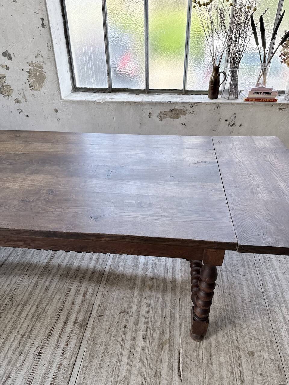 Solid oak table 1900 drapery style XL 280cm with extensions