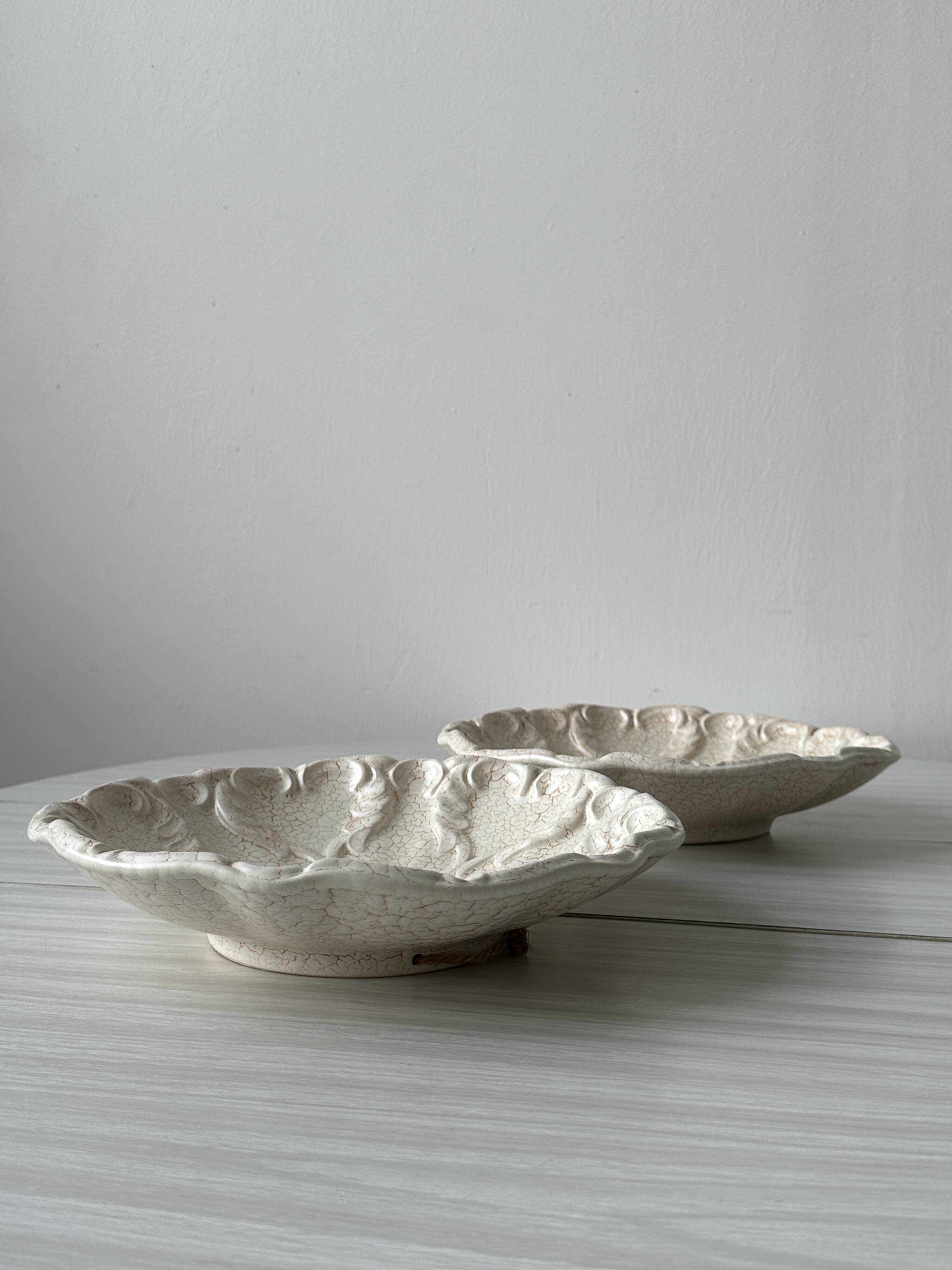 Fluted cracked terracotta dishes - fluted wall plates