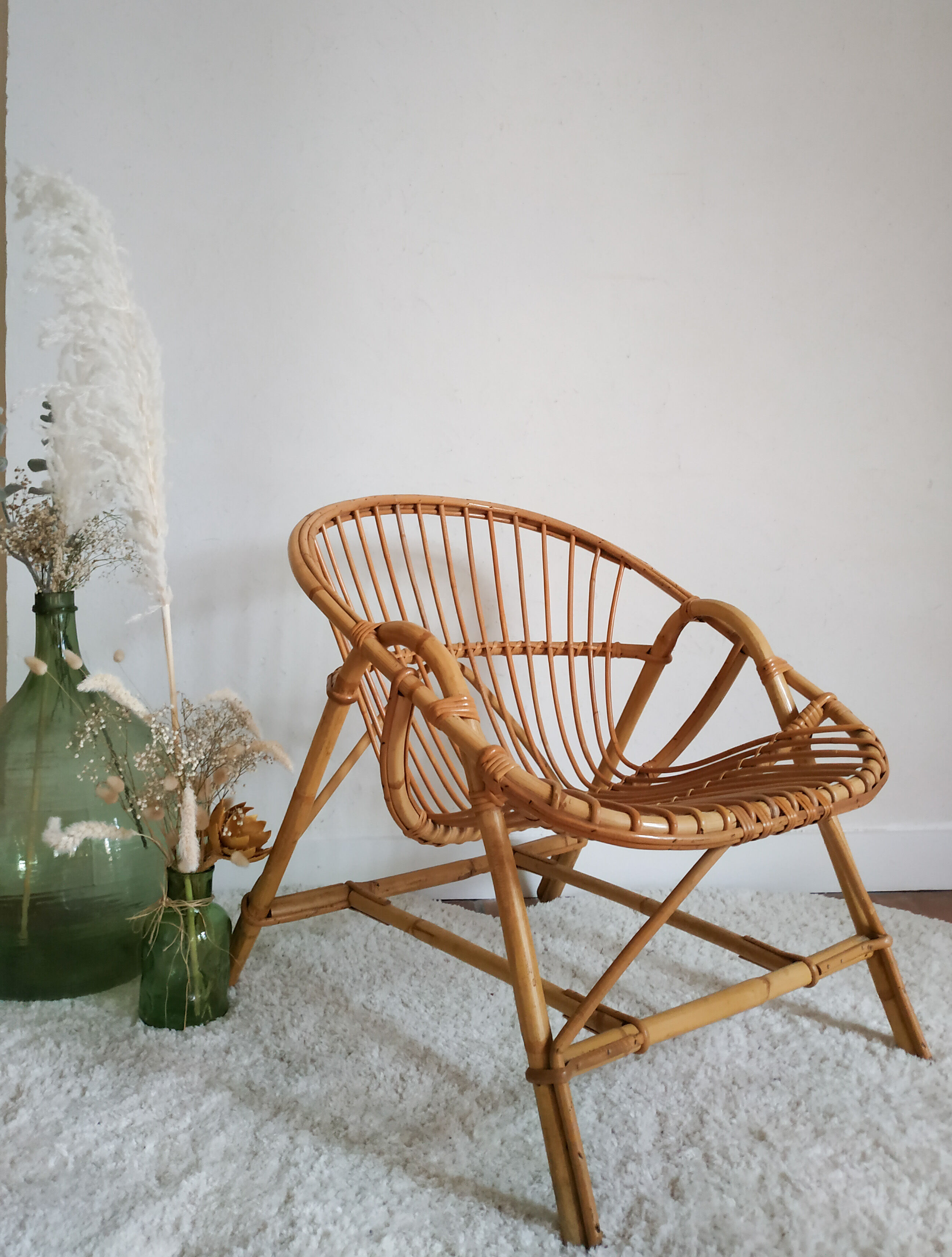 Adult chair shaped rattan basket