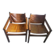 Pair of Michel Arnoult safari armchairs, Brazil 1960, rosewood and leather