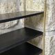 Double gold metal string shelves and black trays, vintage, 60s