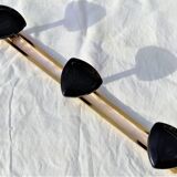 COAT RACK in gold metal and 3 black triangular PATERES circa 1960 Vintage