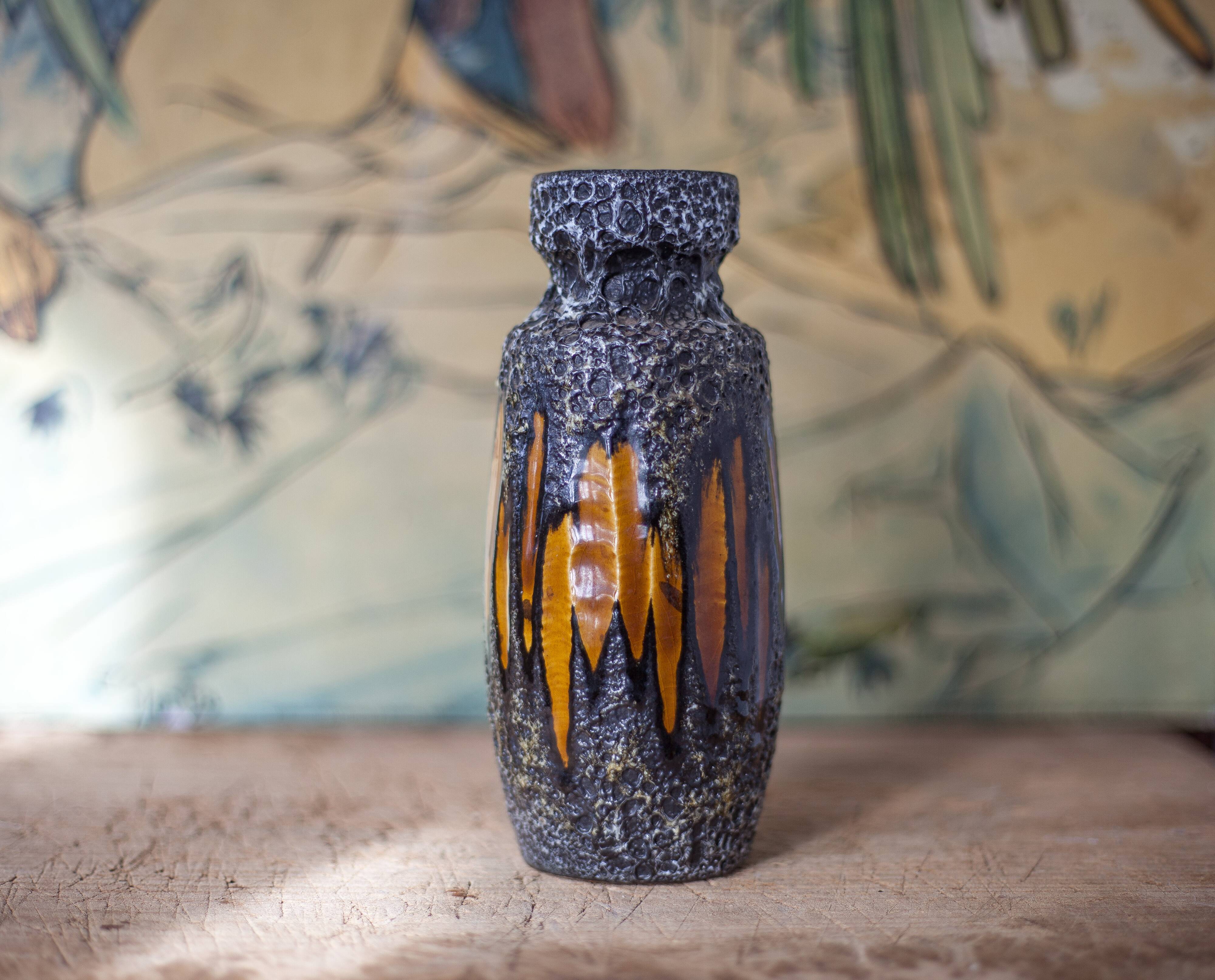 West Germany ceramic vase, fat lava vase, 210-18, flower pot, collection, 60's