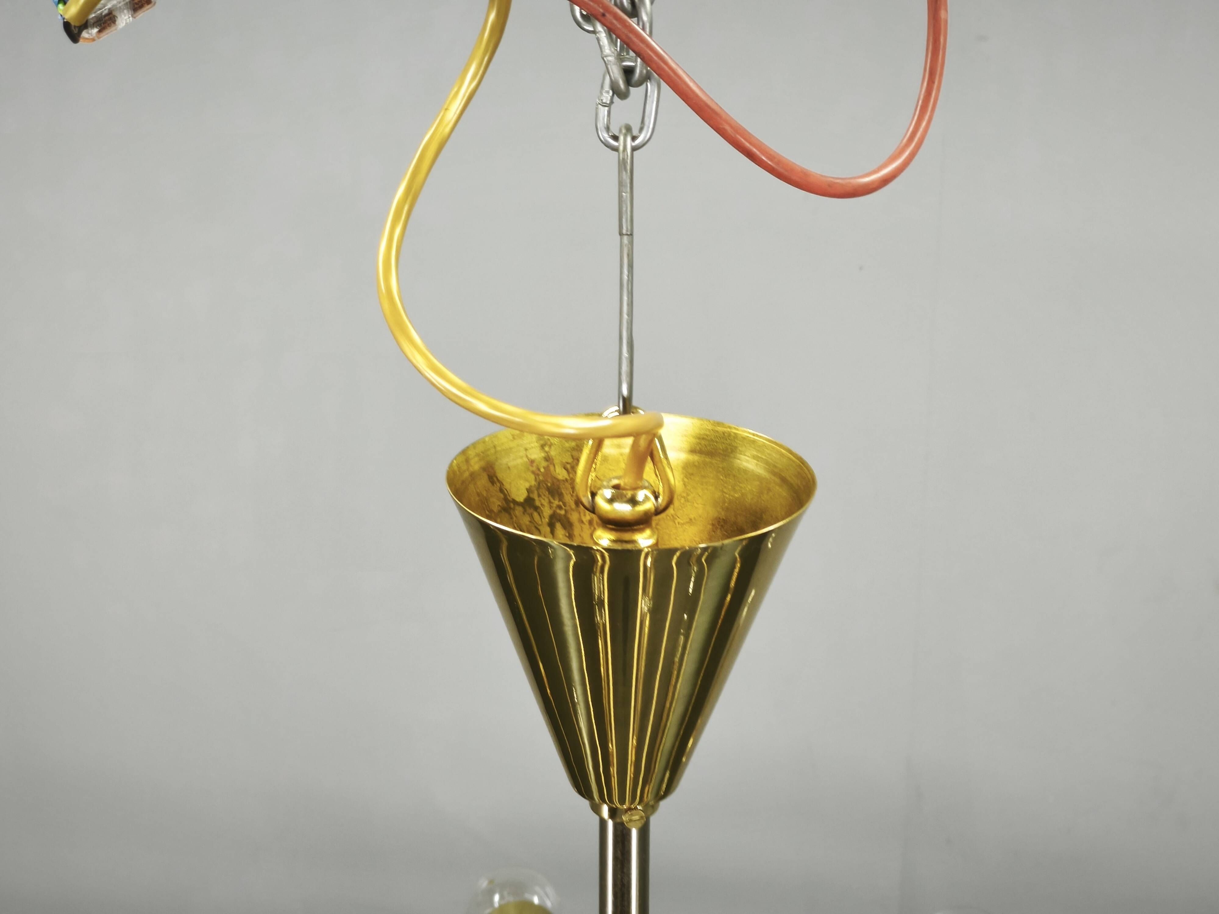 Kamenický Šenov 28-Light Brass Sputnik Chandelier, Czechoslovakia, 1970s