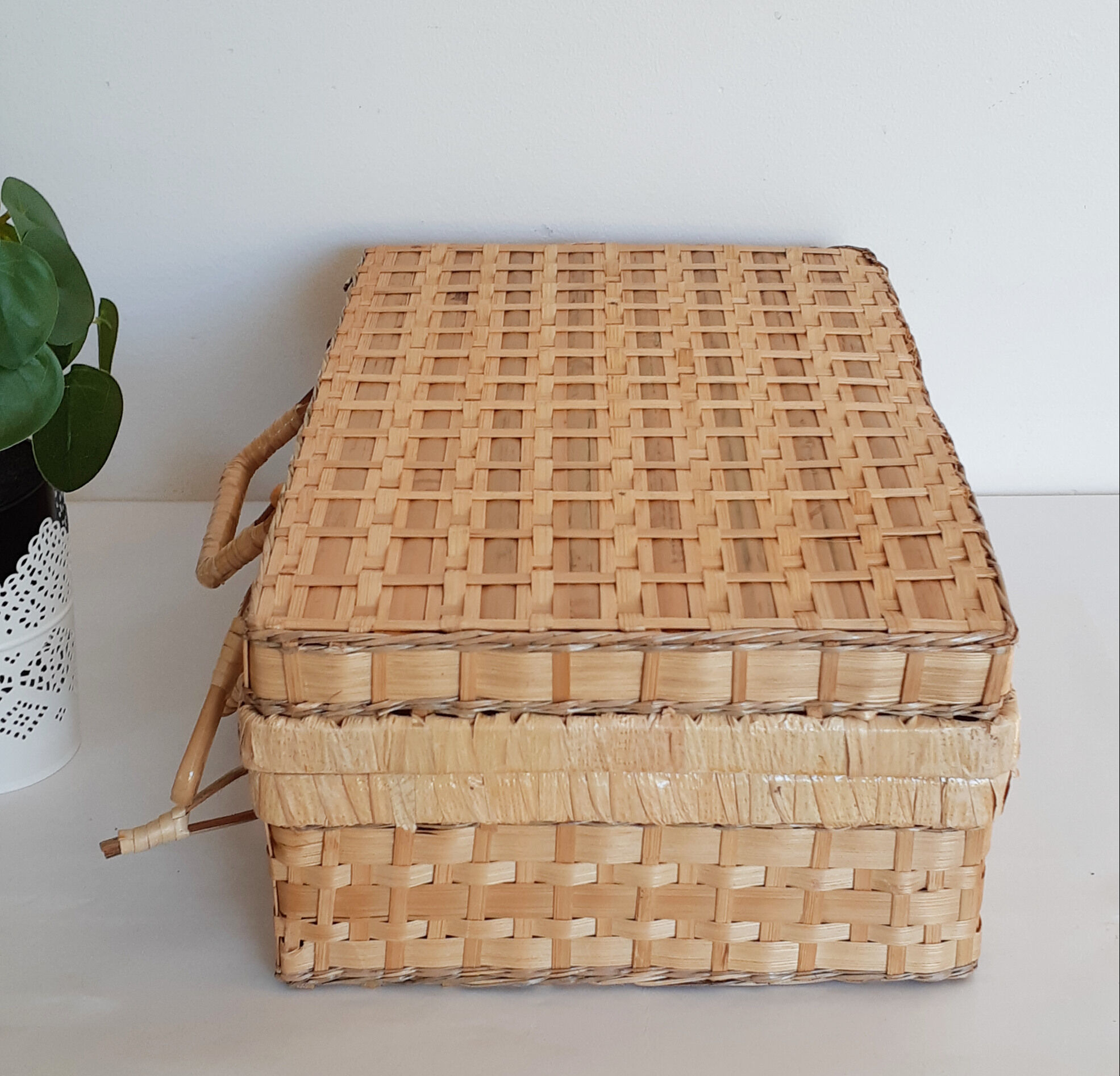 Rattan suitcase, wicker, vanity