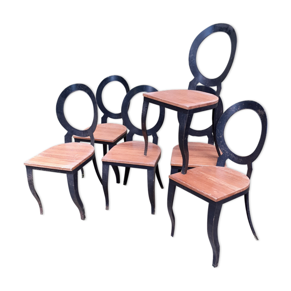 Set de 6 chaises années 80 de style Louis XVI — Beyit