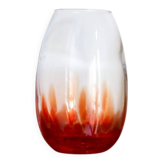 Vintage blown glass vase with a speckled red design