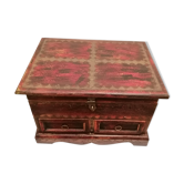 Vintage antique wooden and copper chest