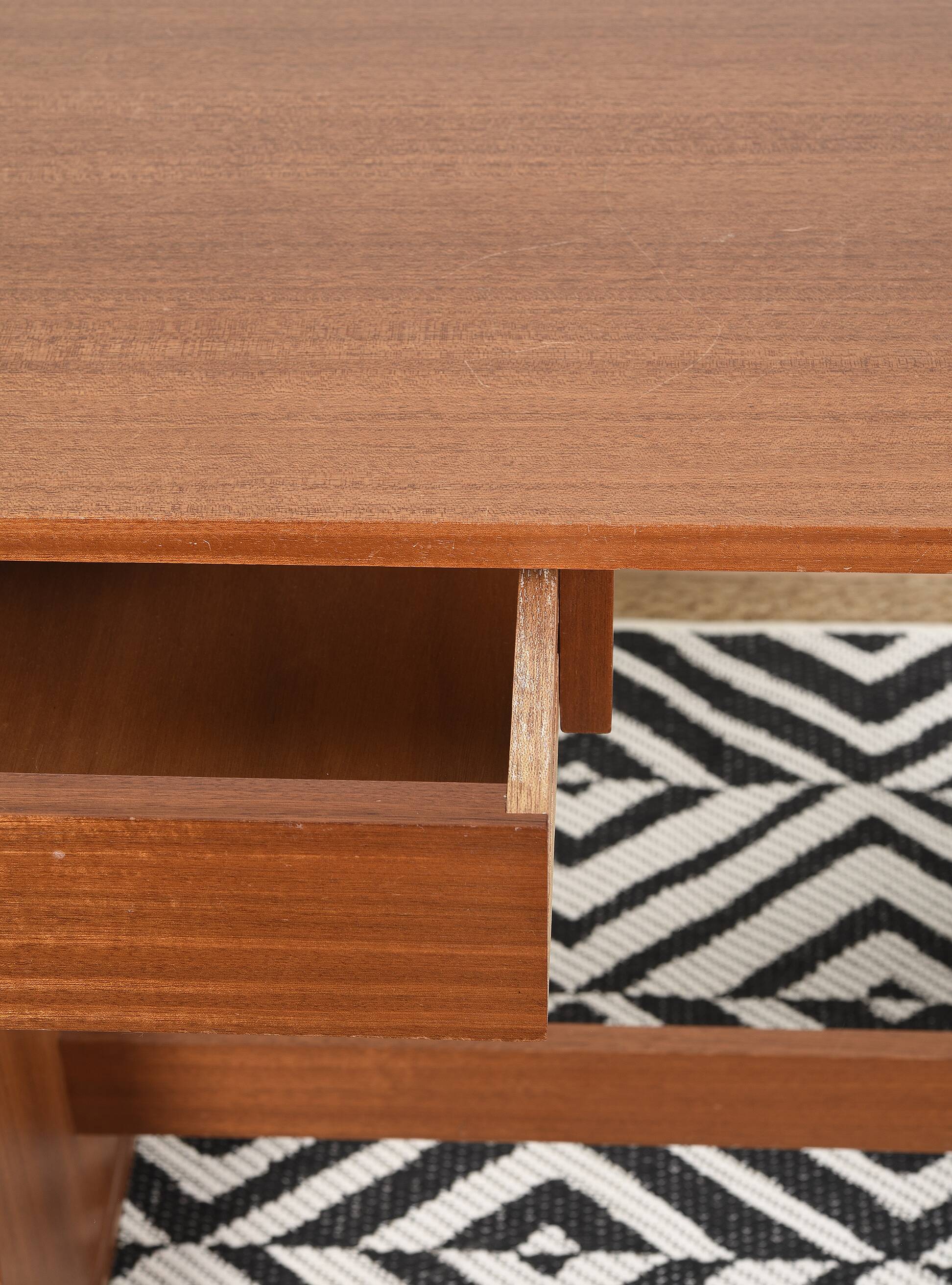Elegant small teak desk, with drawer, 1960s.
