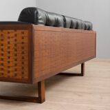 Poul Cadovius "Governor" sofa in rosewood and black leather, Denmark, 1960s.