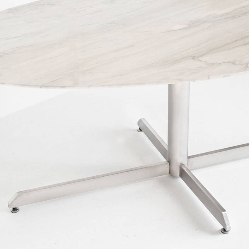Dining table Roche Bobois. Metal and white marble. France, 1960s