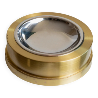 Vintage two-tone gold and silver metal ashtray – Italian design, 1970s Hollywood Regency style