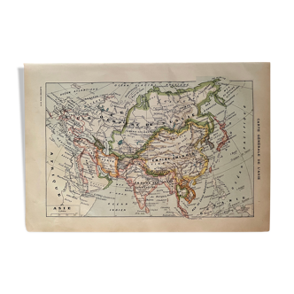 Lithograph and map of Asia of 1922