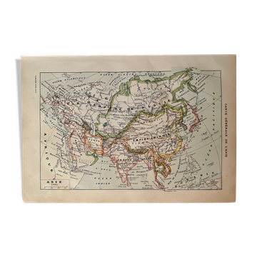 Lithographie et carte sur l'Asie de 1922