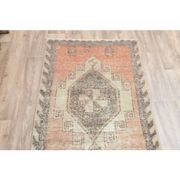 1970s Turkish Oushak Handmade Wool Cotton Orange Runner Rug 85x266