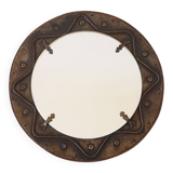 Decorative mirror in wood and gold metal