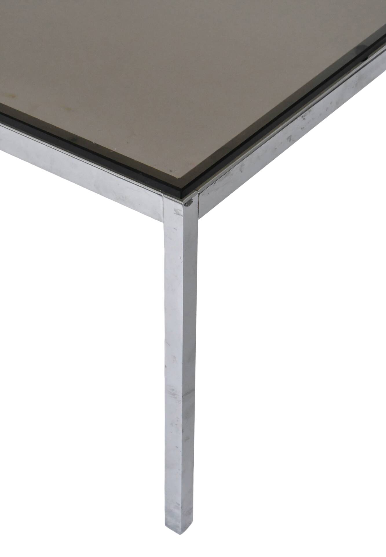 Coffee table in chrome steel and glass by Florence Knoll