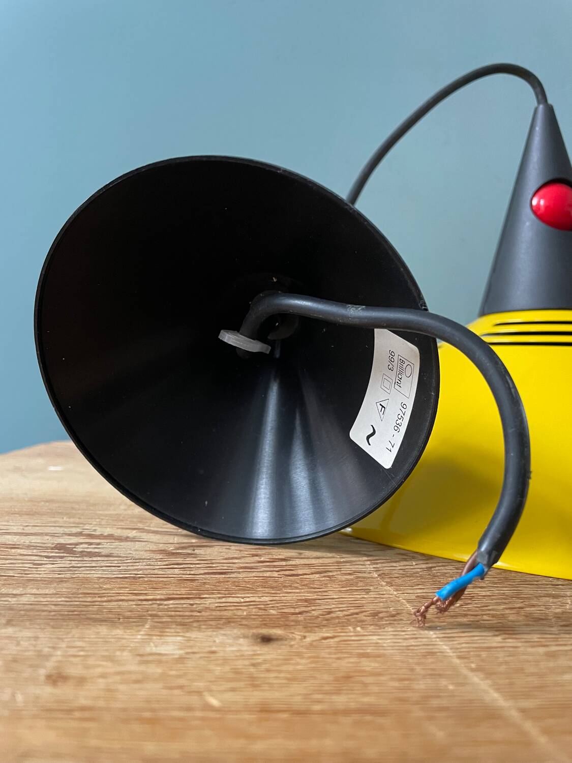 Memphis style yellow pendant light, 1980s