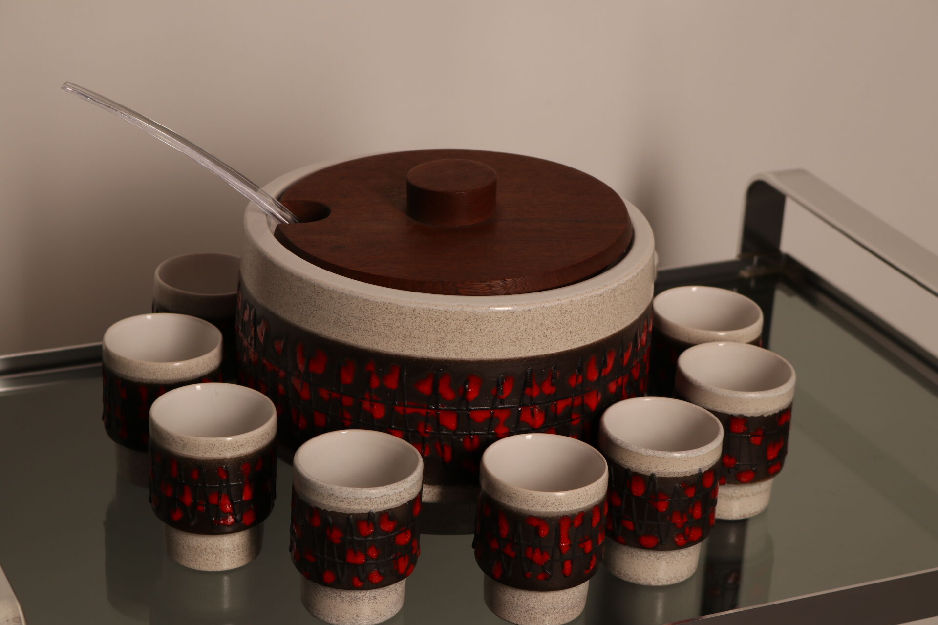 Punch set in ceramics - bowl & 11 cups - by Dümler & Breiden - Germany - 1960's