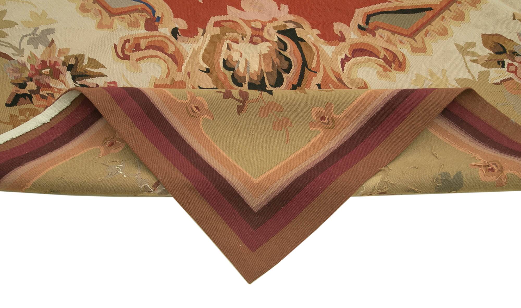 Handmade European Vintage Aubusson Kilim 275 cm x 364 cm