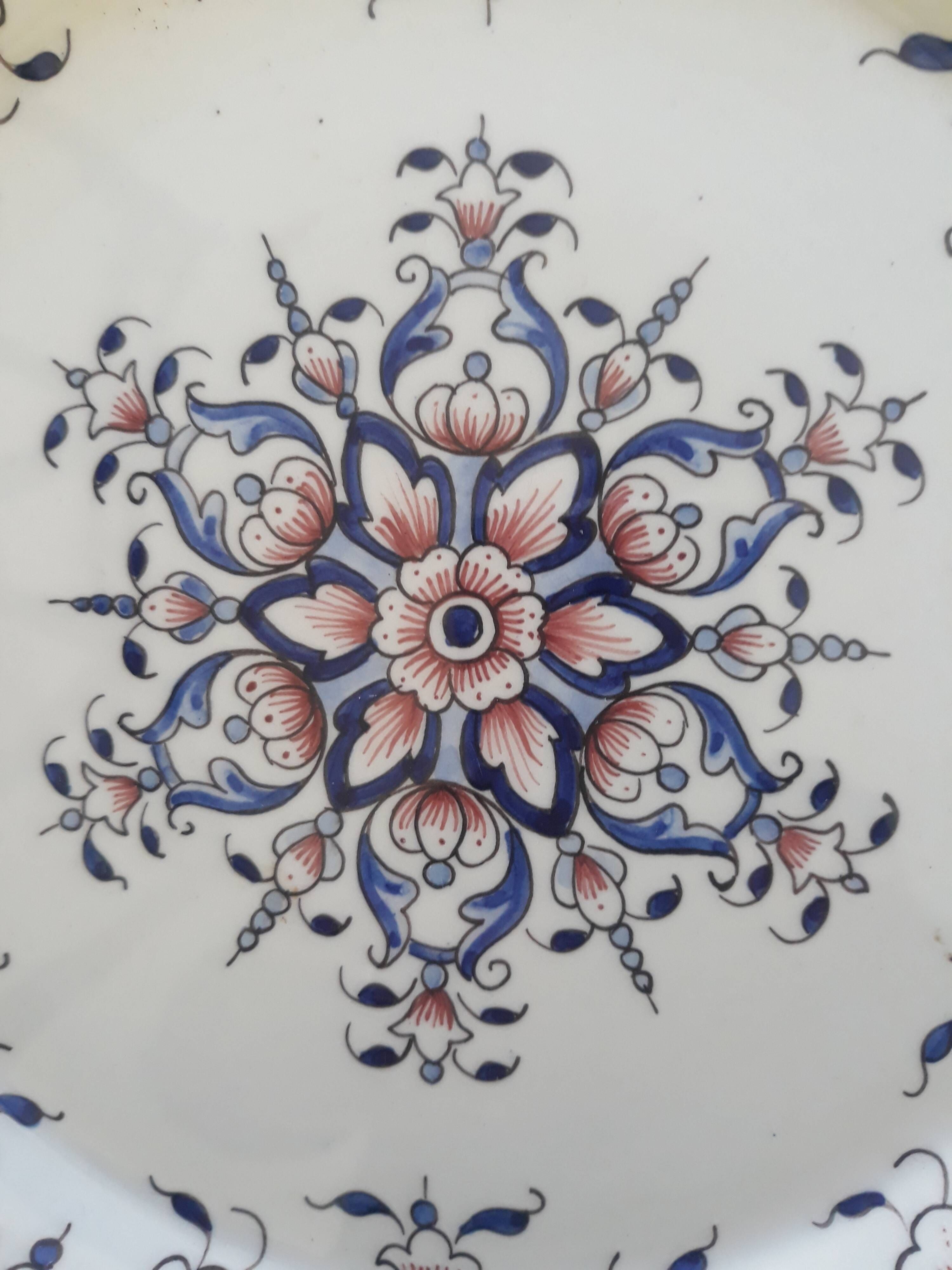 decorative plate Rouen handmade signed Delarue