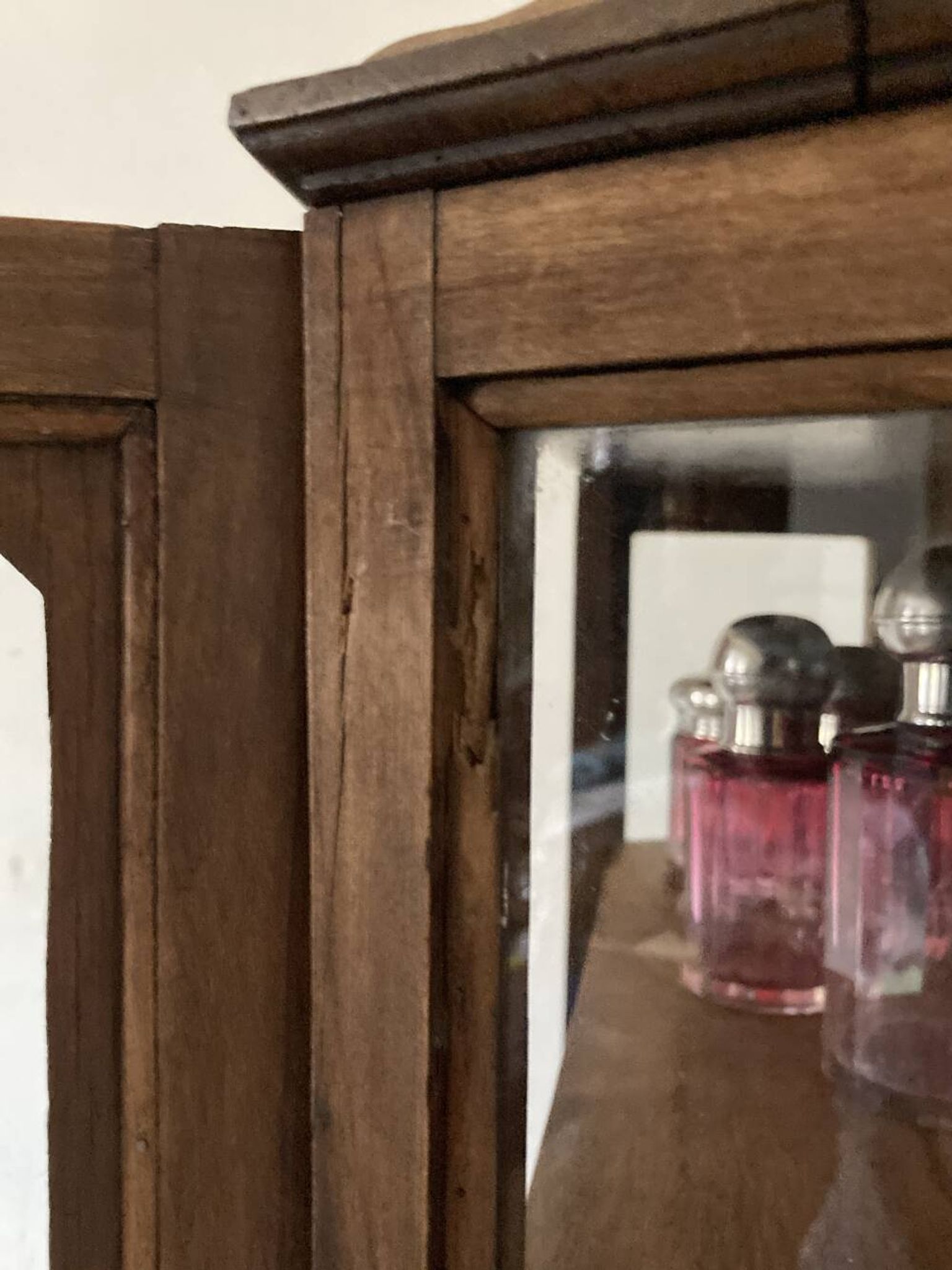 Antique wooden wall display cabinet
