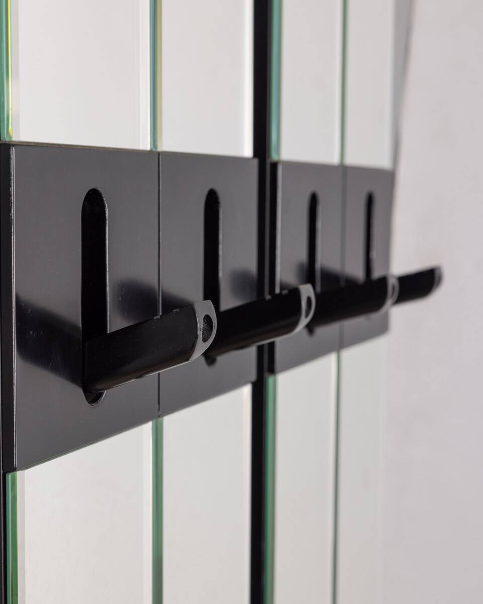 Pair of wall hangers with vintage 70s mirrors italian design