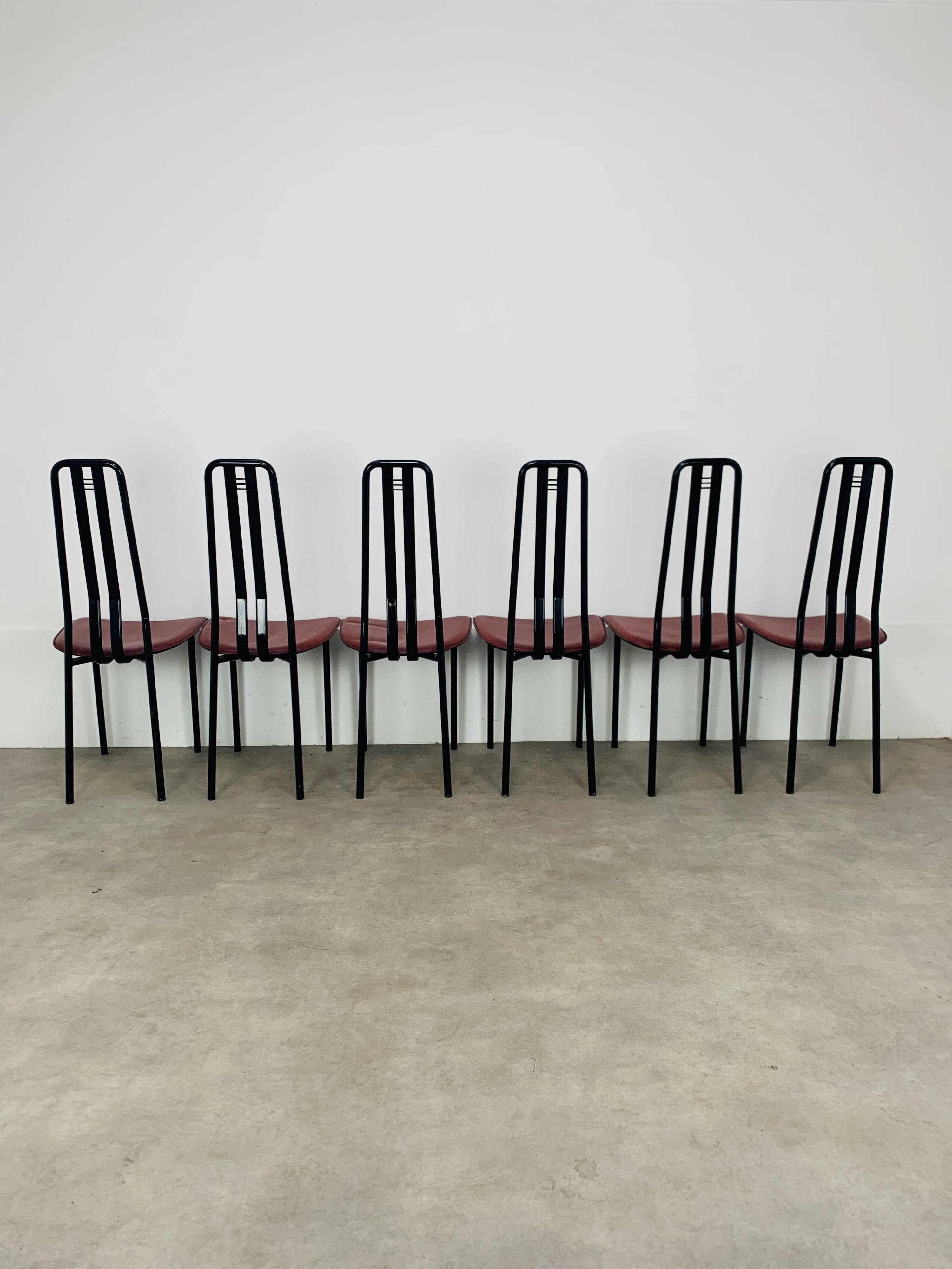 6 chairs by Giorgio Cattelan for Cidue Italy, postmodern, 1980s