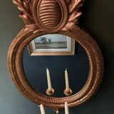Vintage Swedish Rococo Style Wall Mirror in Gold frame with 2 candle sticks 50s