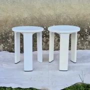 2 TATAY white plastic stools vintage 1970s