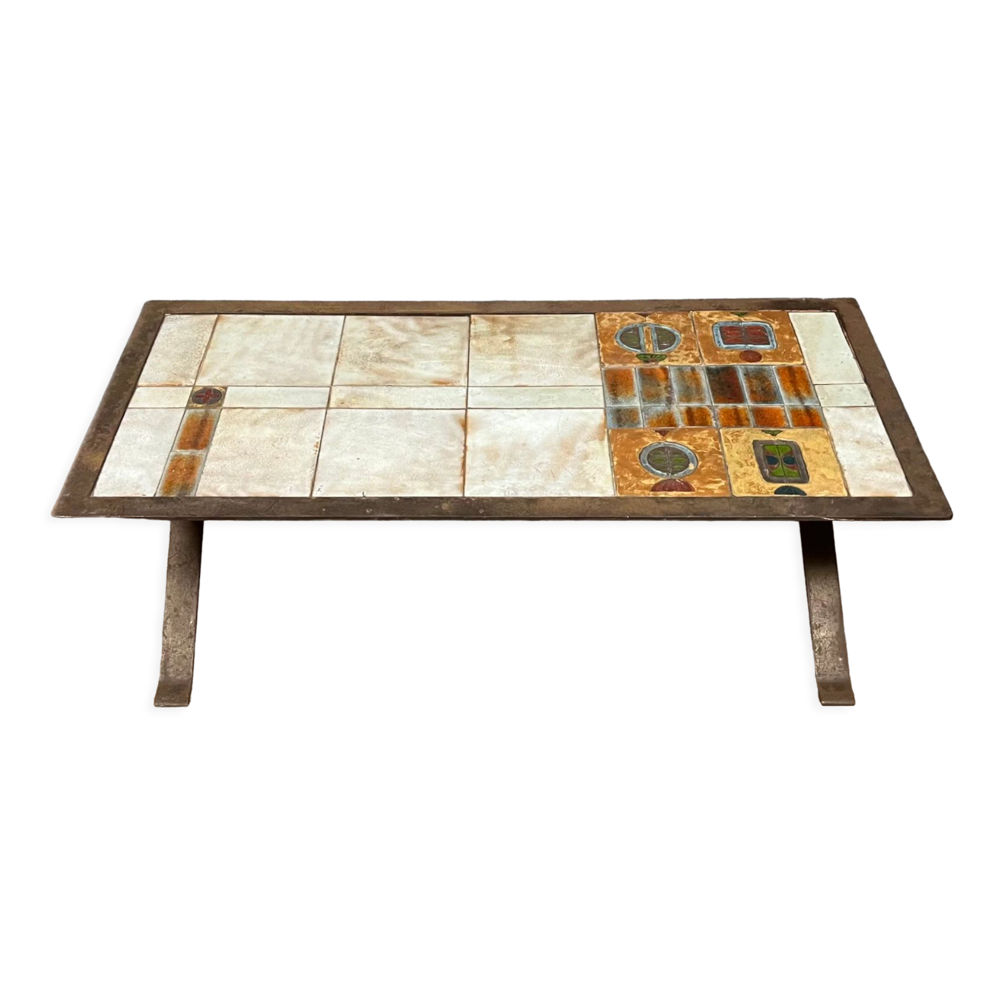 Scandinavian coffee table from the 60s and metal and ceramics