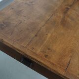 Antique Elm 19th Century French Rustic Farmhouse Dining Table