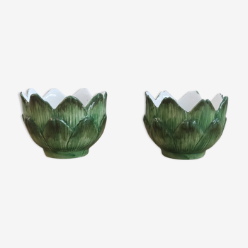 Duo of artichoke-shaped pots