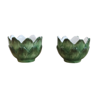 Duo of artichoke-shaped pots