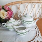 Service à thé en porcelaine anglaise, vert et or , antique