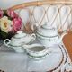 Service à thé en porcelaine anglaise, vert et or , antique