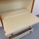 Secrétaire meuble de rangement vintage en bois de chêne et mélaminé blanc