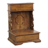 Banc d'église ancien en pin avec compartiments de rangement du 18e siècle