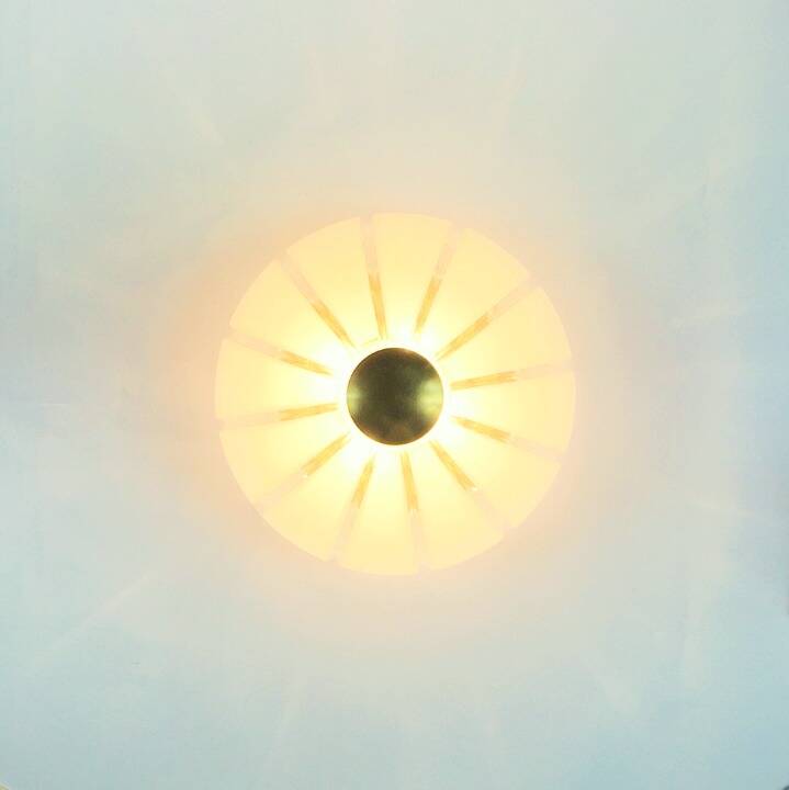 Very Large Space Age Glass & Brass Ceiling Light from Limburg, Germany, 70s