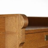 Vintage Industrial English Oak Filing Cabinet with Drawers, 1920s