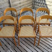 Set of 6 caned chairs by Baumann, gondola model.