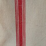 Set of 6 old tea towels metis color ecru red stripes