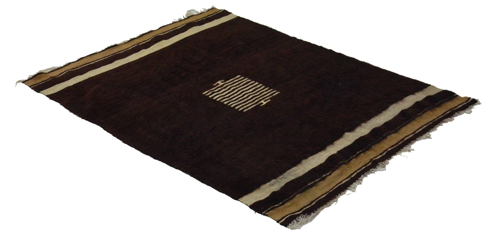 Small Vintage Anatolian Kilim Brown and Beige 165 x 128 cm