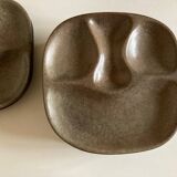 Set of 8 mid century modern stoneware potter's plates to identify